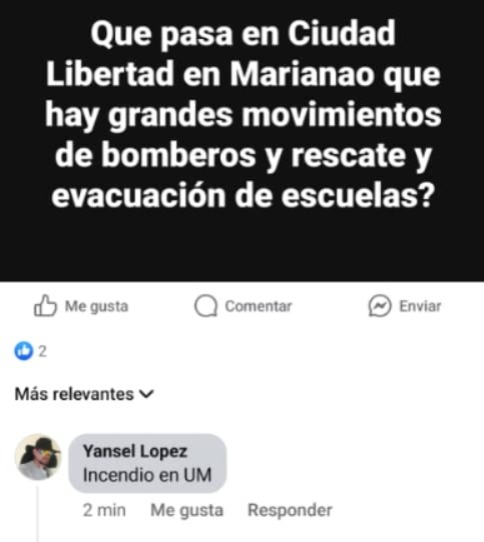 Evacúan Ciudad Libertad a causa de una explosión o un fuerte incendio