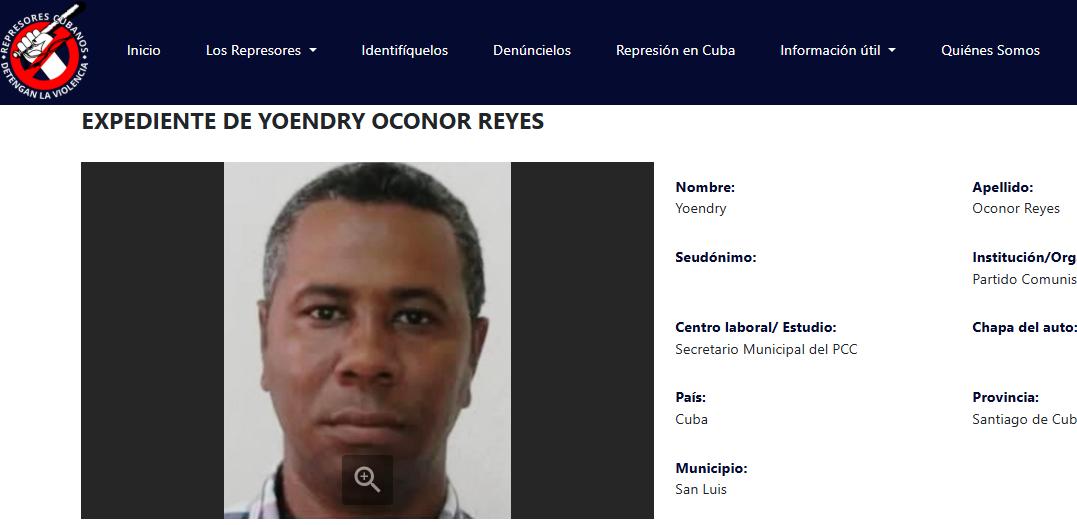 Incluyen en la lista de represores a Yoendry Oconor Reyes, primer secretario del PCC en Contramaestre