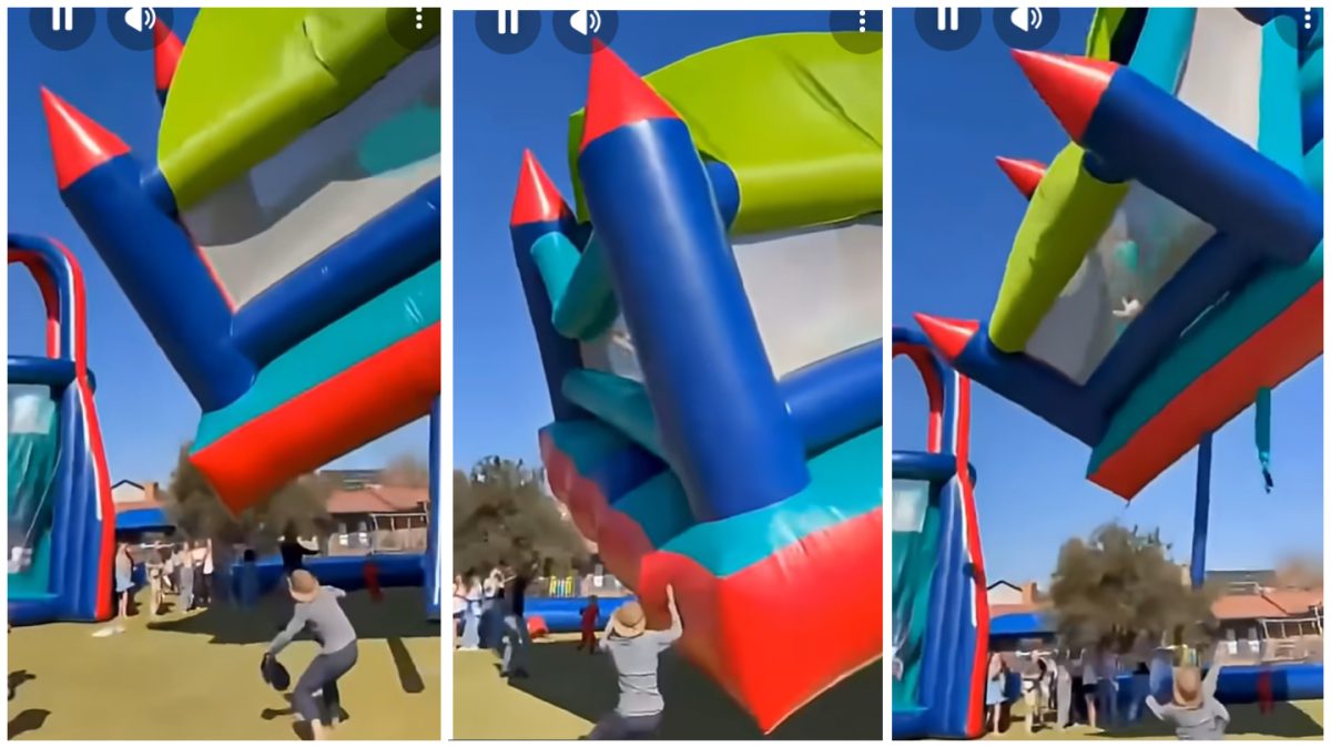 Castillo inflable sale volando