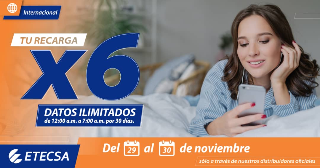 Etecsa multiplica por seis el saldo de la última recarga internacional de noviembre