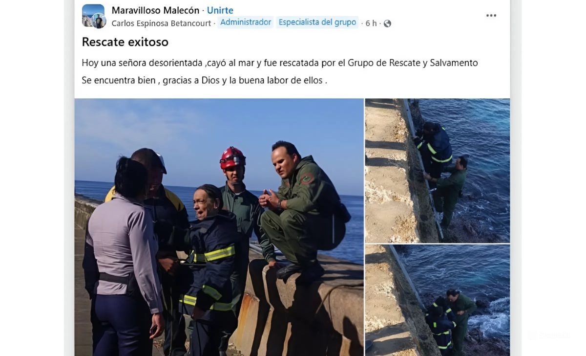 Mujer cae al agua desde el Malecón de La Habana