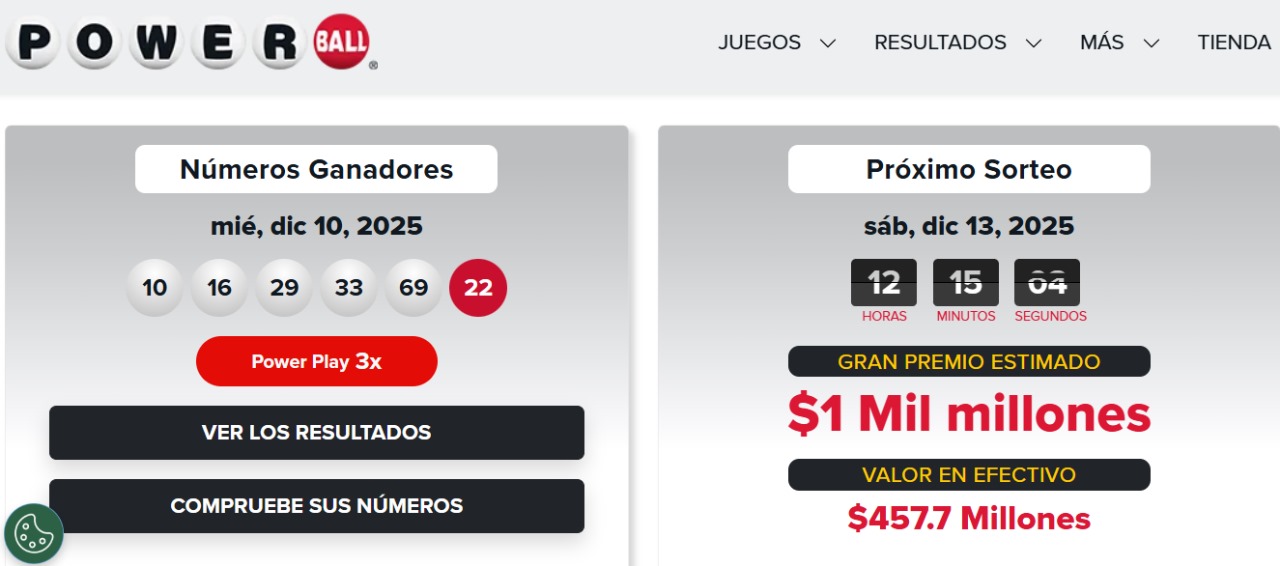 Powerball sortea este sábado 1.000 millones de dólares