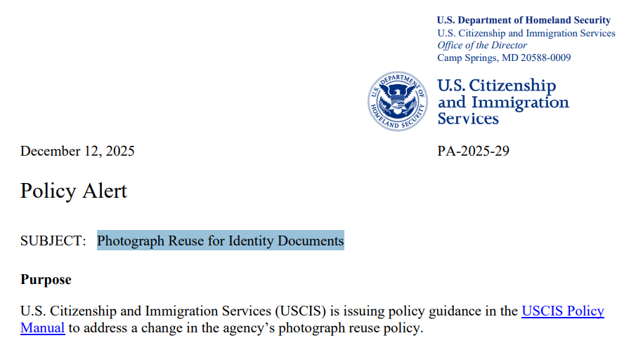 USCIS pone un límite de tres años a la antigüedad de fotografías para trámites migratorios