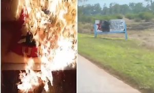 incendian un cartel de la UJC