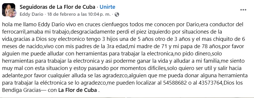 Cubano perdió una pierna y ahora pide esta ayuda para salir adelante solo quiero ser útil