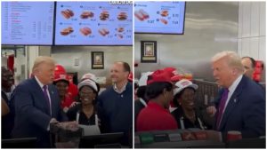 Trump comiendo hamburguesa en Georgia