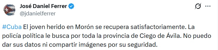 José Daniel Ferrer ofrece detalles sobre joven herido de bala en las protestas de Morón