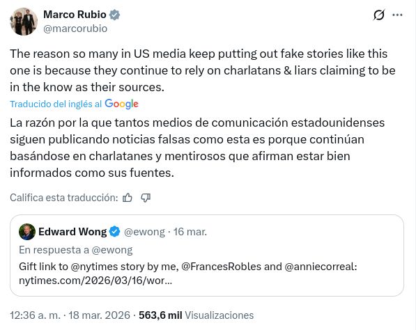 El desmentido de Rubio ocurre en el marco de una escalada de tensión entre Washington y La Habana (Captura de pantalla: Marco Rubio-X)