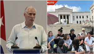 Miguel Díaz - Canel y estudiantes universitarios