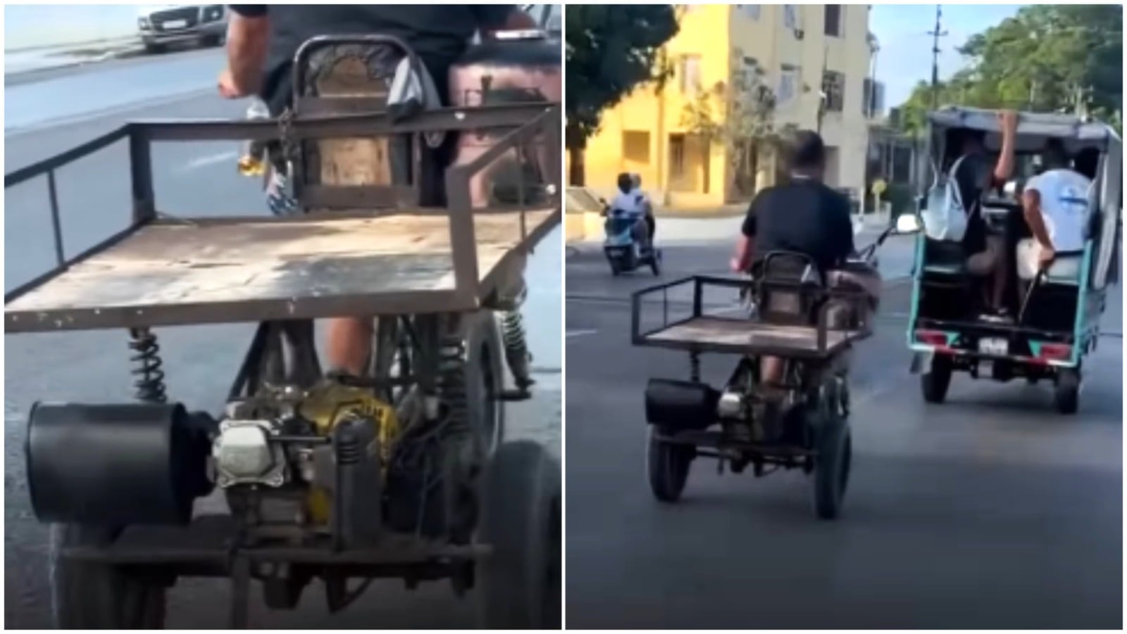 Cubano adapta una planta eléctrica a un triciclo para no dar pedales