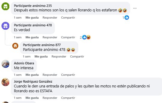 Varios usuarios no tienen confianza en este tipo de anuncios, sugiriendo que se trata de posibles estafas. (Captura de pantalla © Facebook)