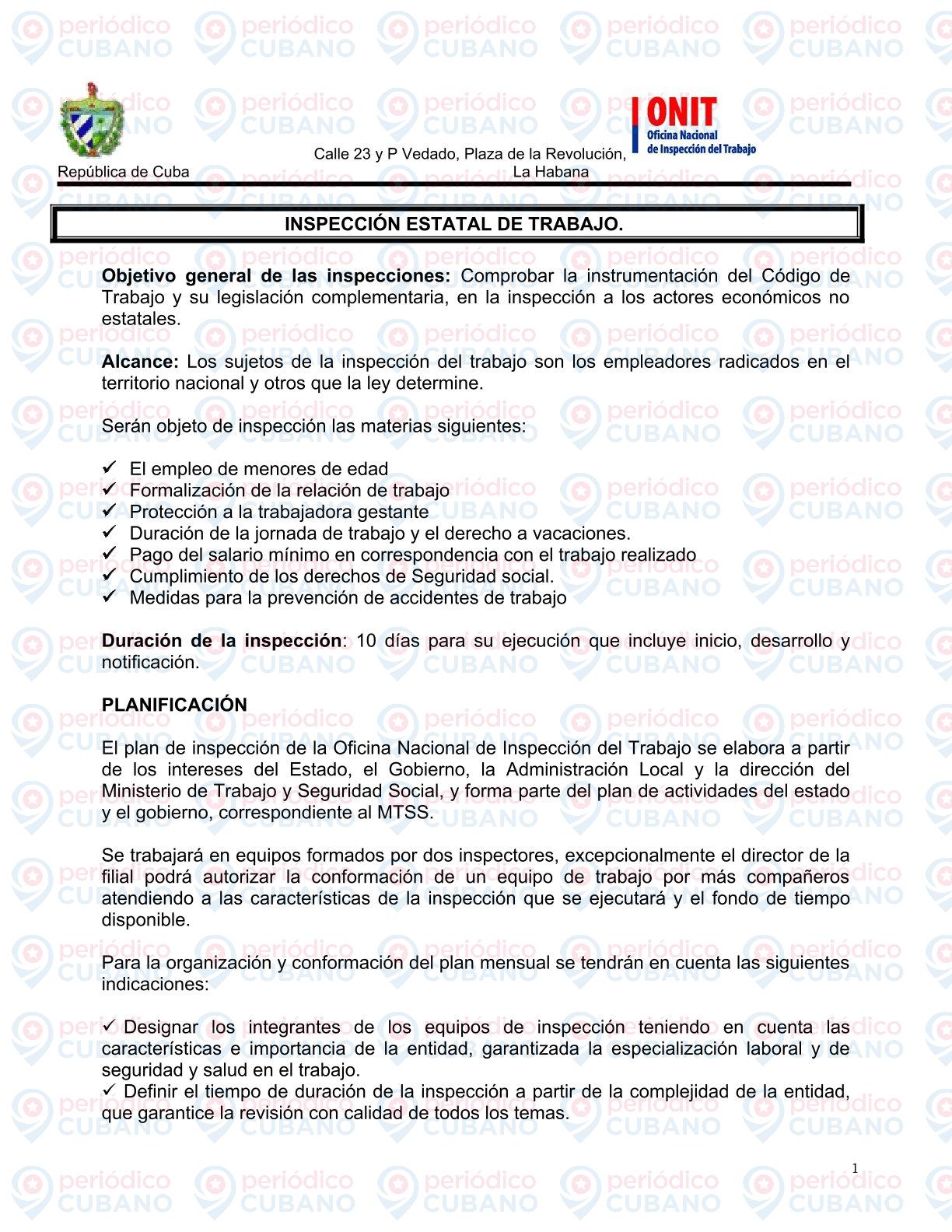 Documento oficial revela procedimiento para inspecciones laborales a negocios privados en Cuba