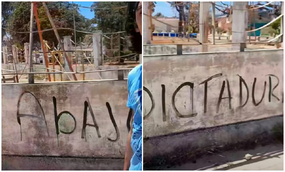 Mensaje de “Abajo la dictadura” aparece en parque de La Habana