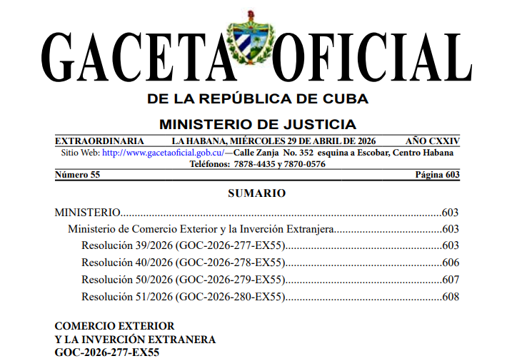 Gaceta Oficial autoriza a cuatro empresas extranjeras a operar en Cuba