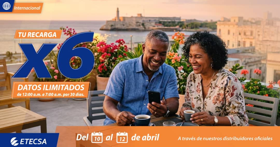 Recarga internacional de Etecsa ofrece beneficios del 10 al 12 de abril
