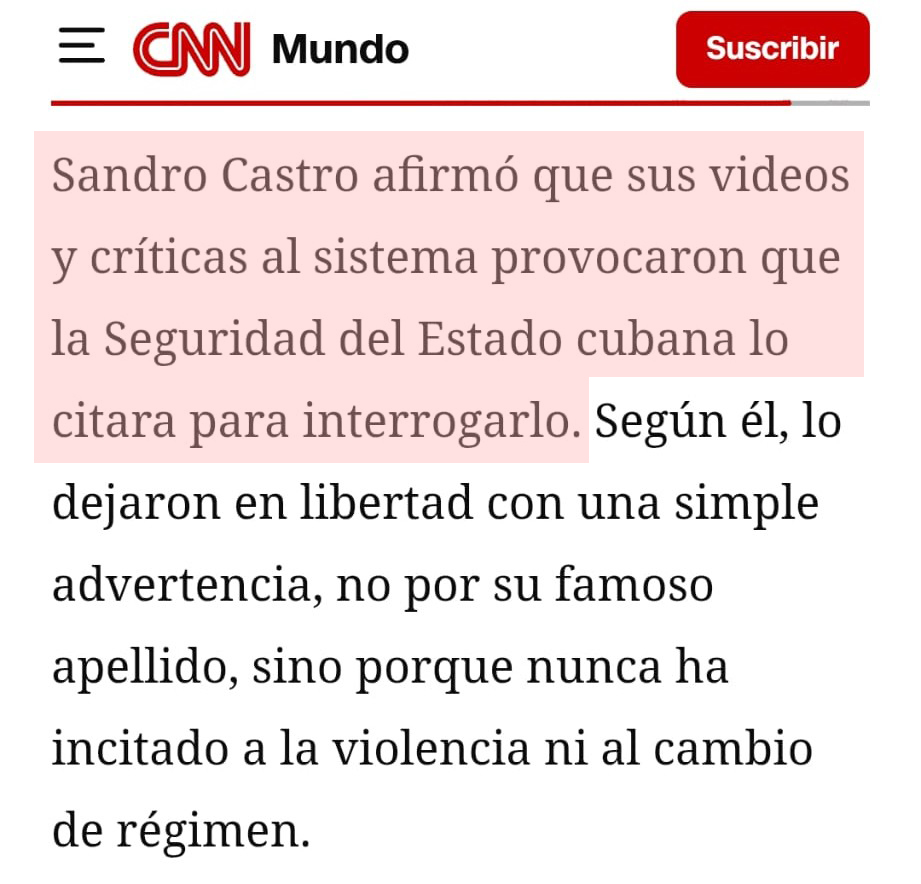 Sandro asegura que fue citado por la policia cubana