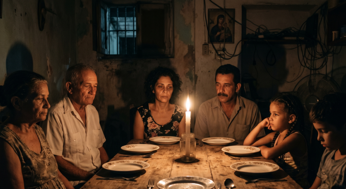 familia cubana en medio de un apagon-imagen de referencia-Gemenni
