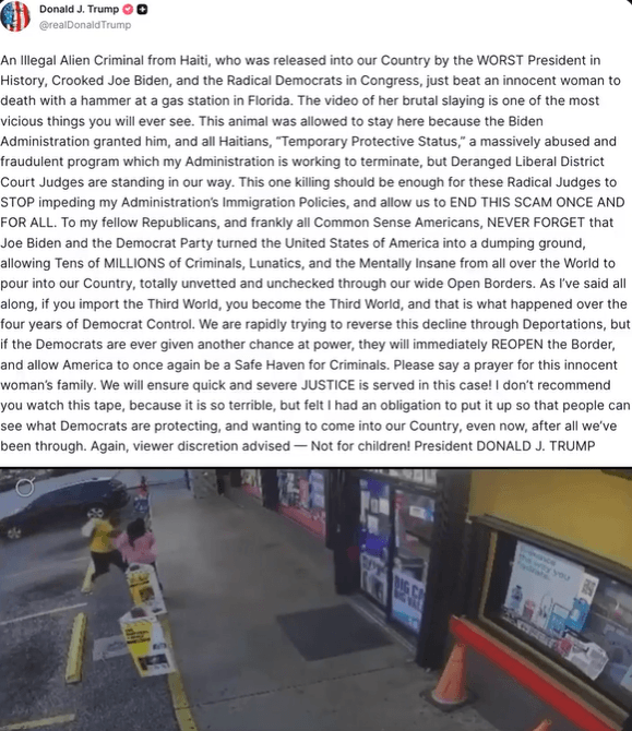 Publicación de Donald Trump en su red social. (Captura de pantalla © Donald Trump- Truth Social)