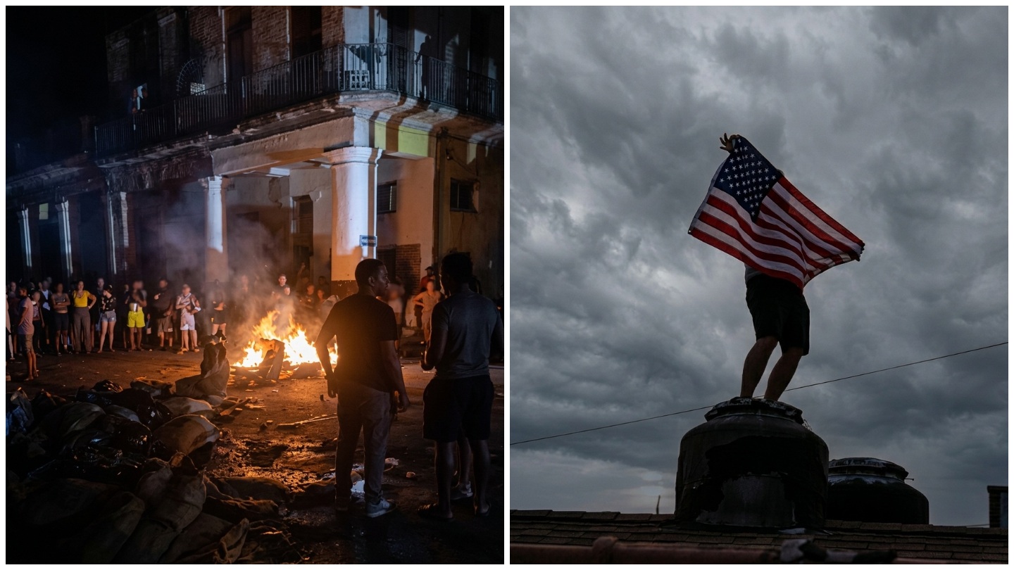 Cacerolazos, incendios y la bandera de EEUU agitada por un cubano como señal de auxilio1
