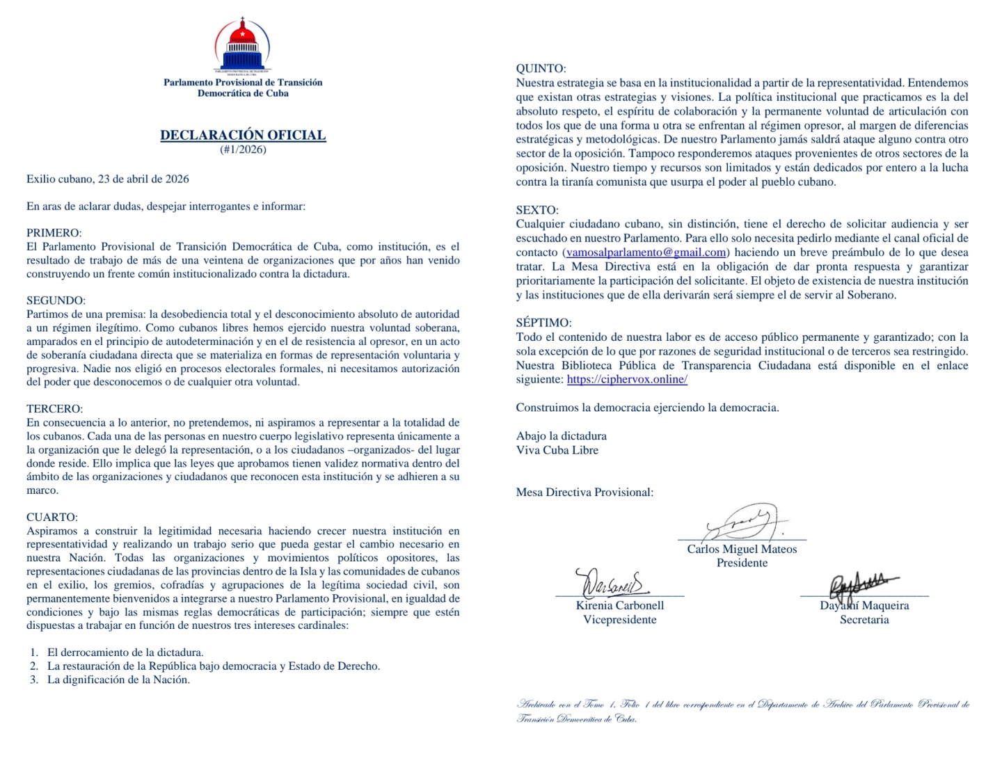Declaración-parlamento cubano