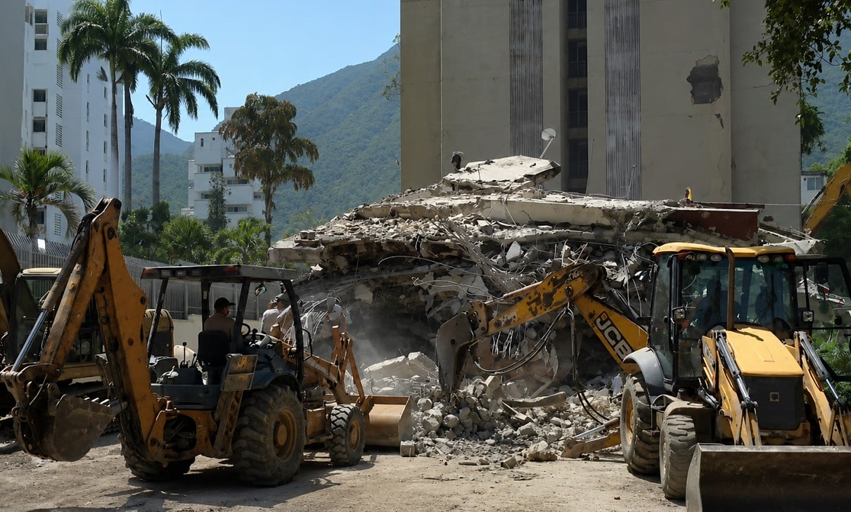 Operaciones de búsqueda entre escombros.