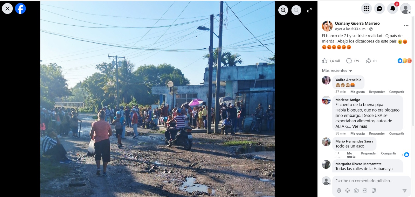 Jubilados cubanos hacen fila entre aguas albañales para cobrar pensiones que no alcanzan