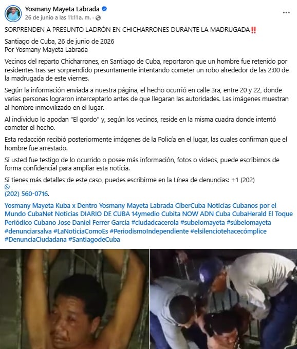 Publicación que denunció lo ocurrido.