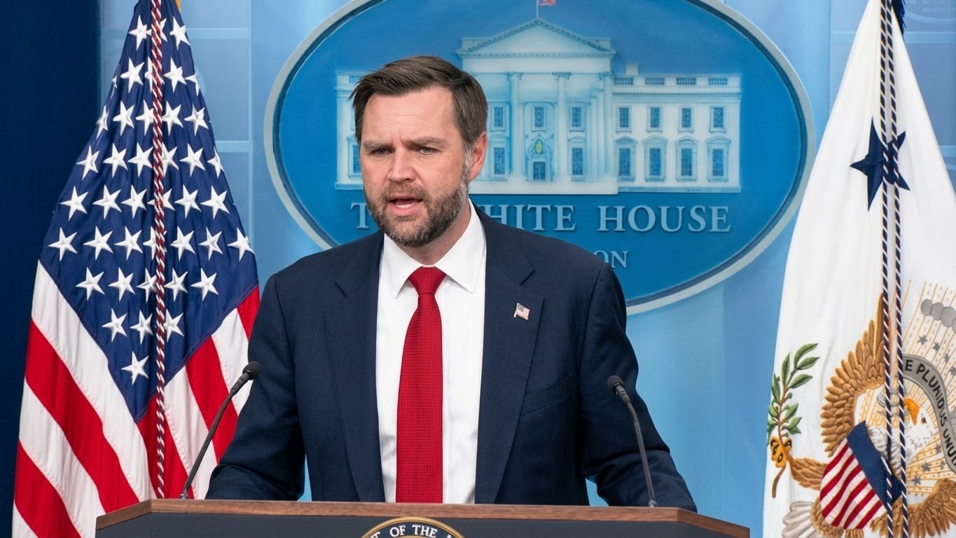 El vicepresidente JD Vance en rueda de prensa desde la Casa Blanca 