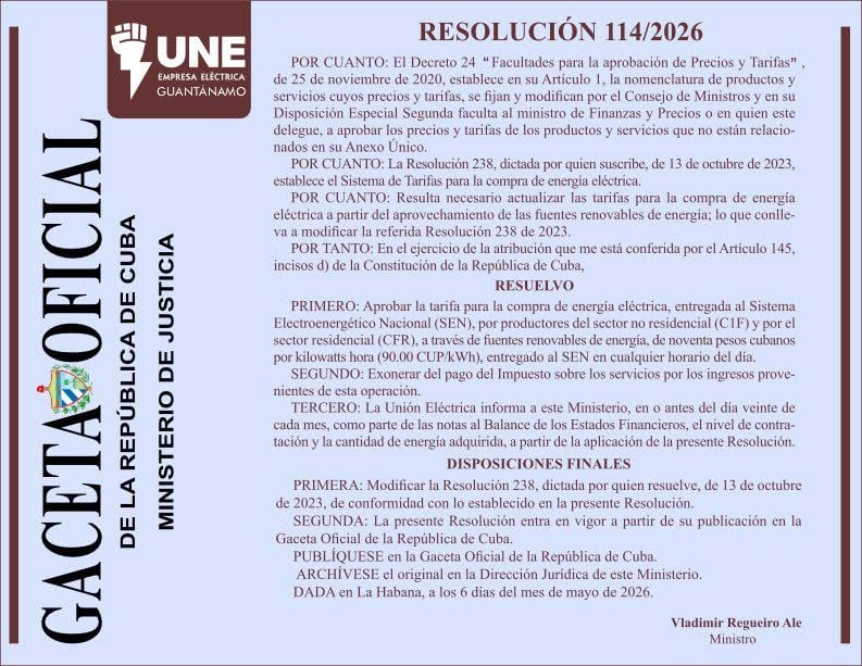 Nueva tarifa en Cuba: quienes generen energía solar podrán venderla al SEN