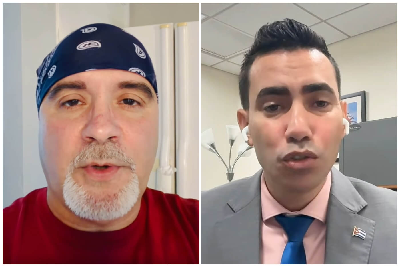 Collage: a la izquierda, el influencer castrista Roberto García Cabrejas, a la derecha, el periodista independiente Mario J. Pentón.