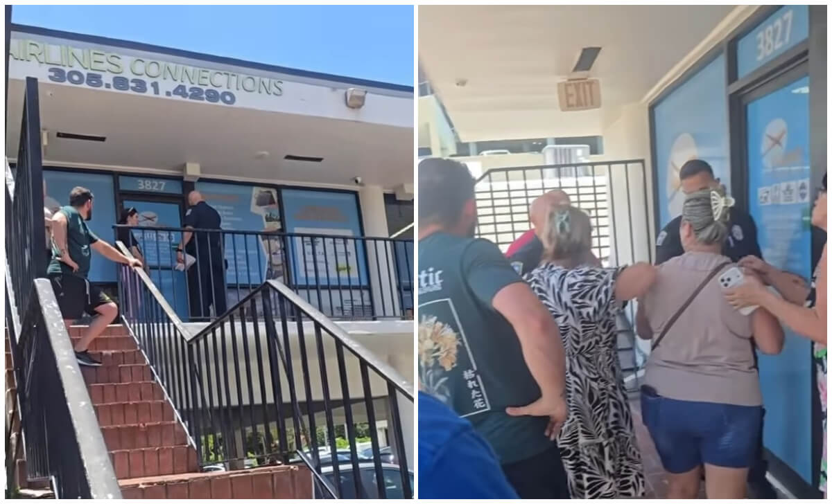Cubanos exigiendo su dinero en las oficinas de la agencia.