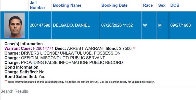El cubano Daniel Delgado se encuentra detenido en Miami-Dade
