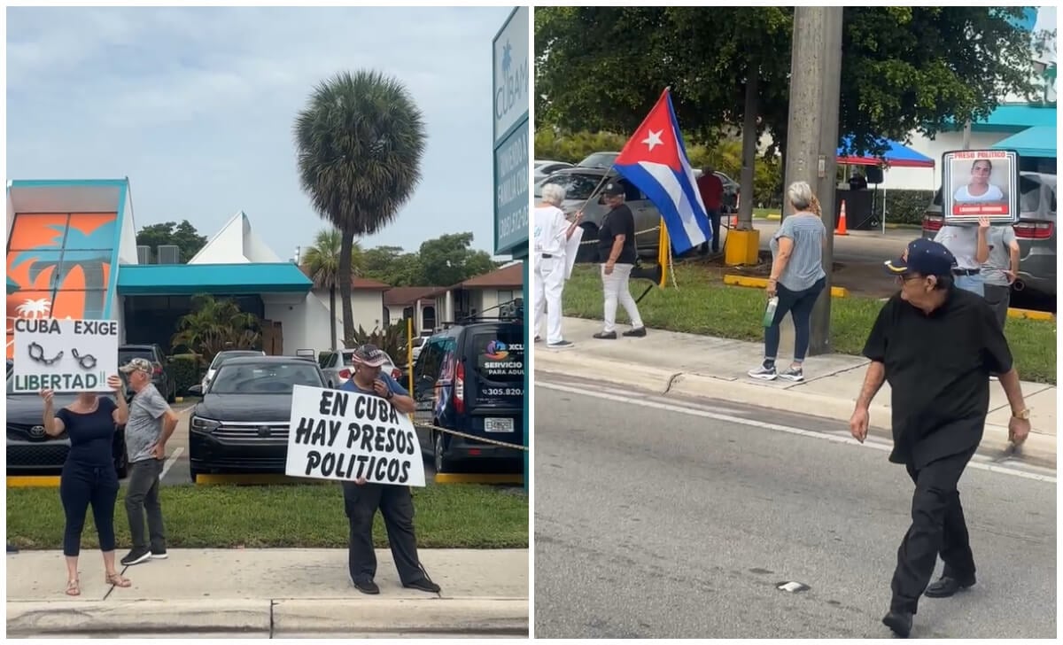 Cubanos protestando en las oficinas de Cubamax.
