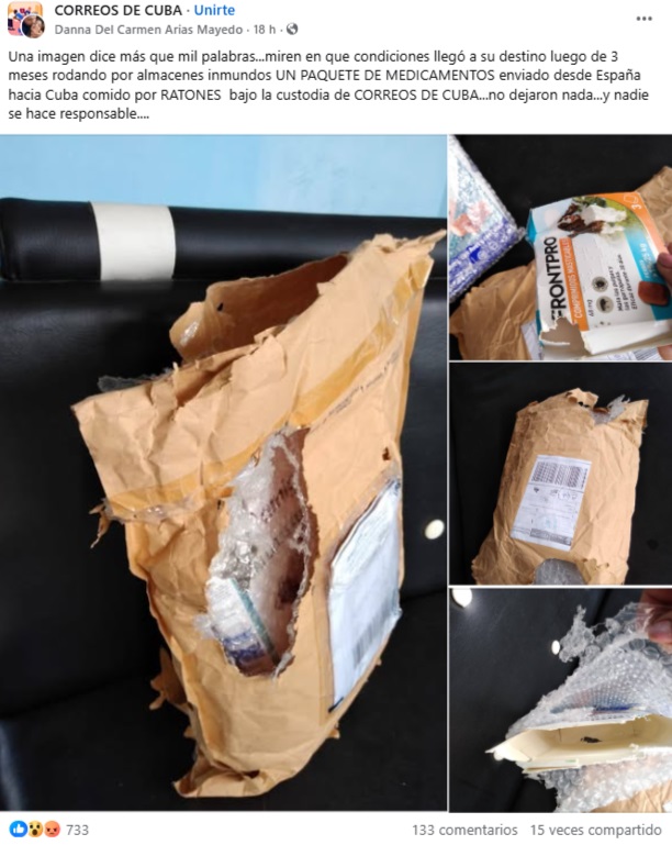 Denuncia hecha por los dueños del paquete.