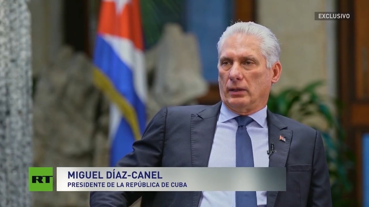 Díaz-Canel en una entrevista con el medio ruso RT