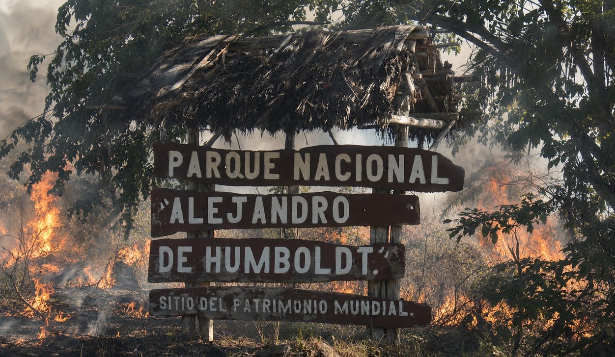Imagen ilustrativa que muestra al parque durante un incendio.