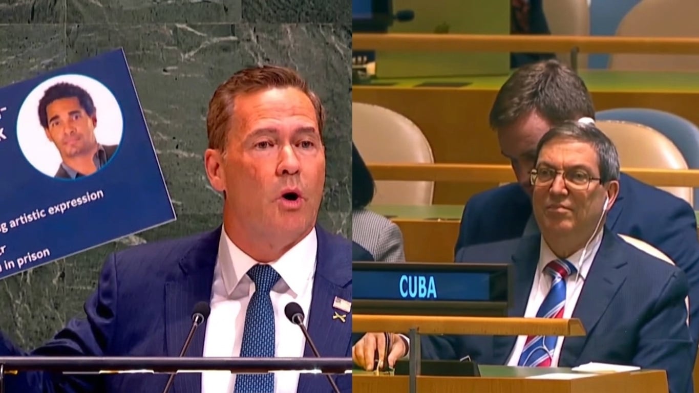 El embajador de EEUU en la ONU, Mike Watz, y el canciller cubano Bruno Rodríguez 