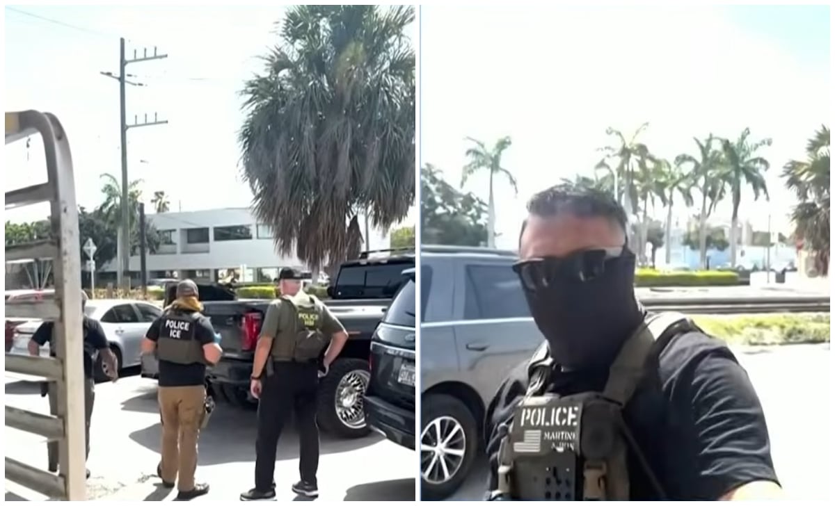 Agentes afuera de la panadería.