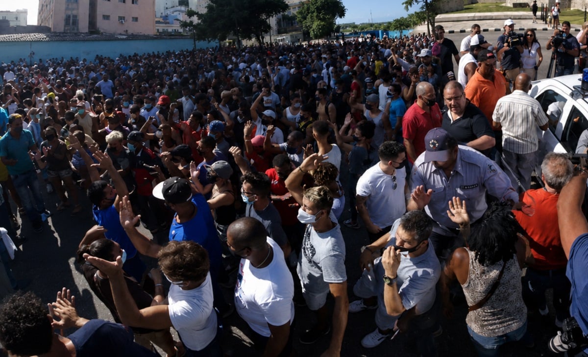 Representación hecha con IA sobre las manifestaciones del 11J.