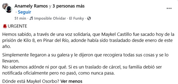 Sacan de prisión al activista Maykel Osorbo lo trasladaron a un paradero desconocido2