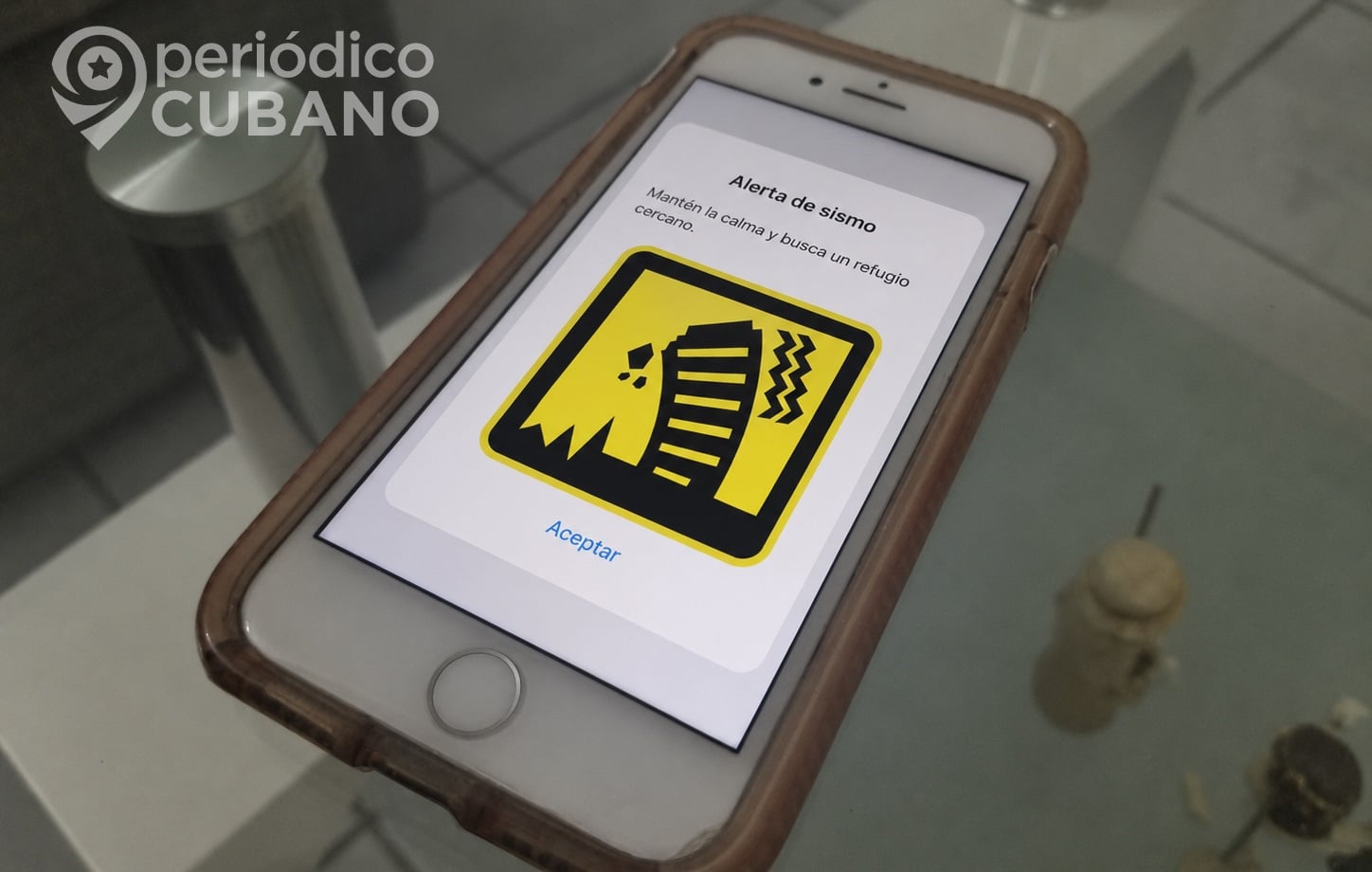 Alerta sísmica en un celular.