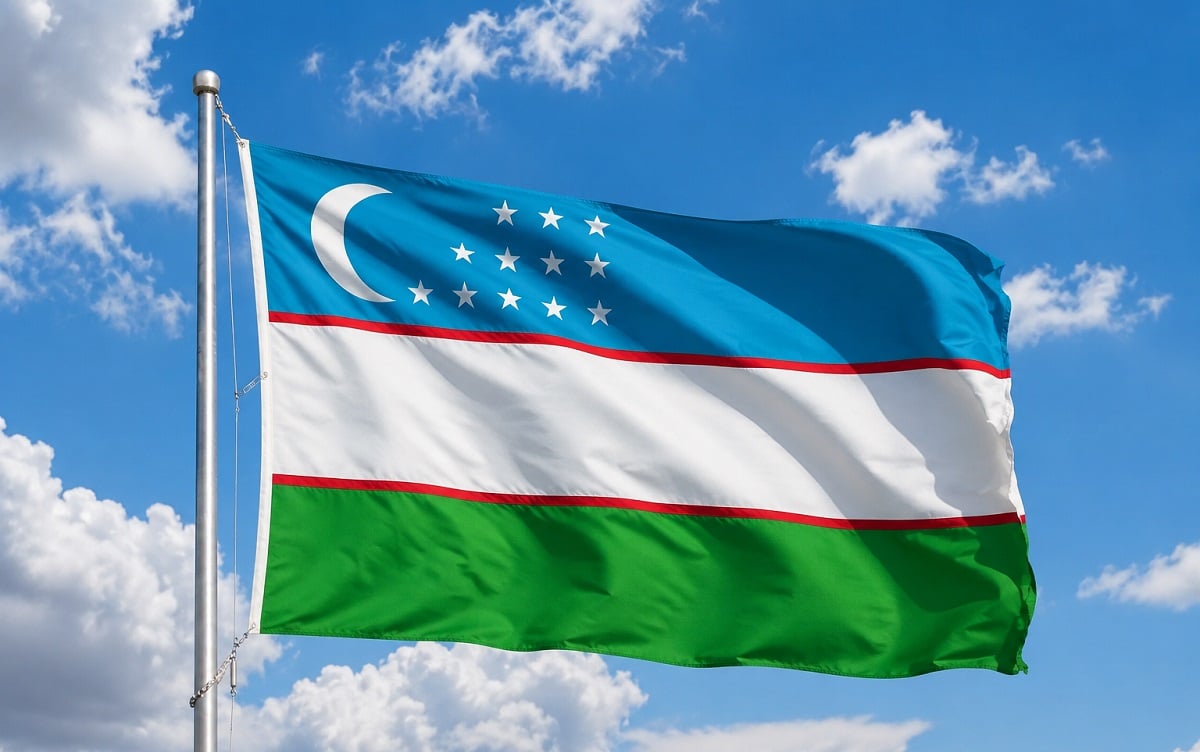 Imagen ilustrativa de una bandera de Uzbekistán.