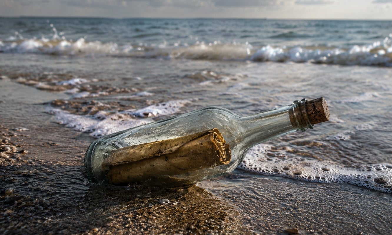 Imagen ilustrativa de una botella en la playa.