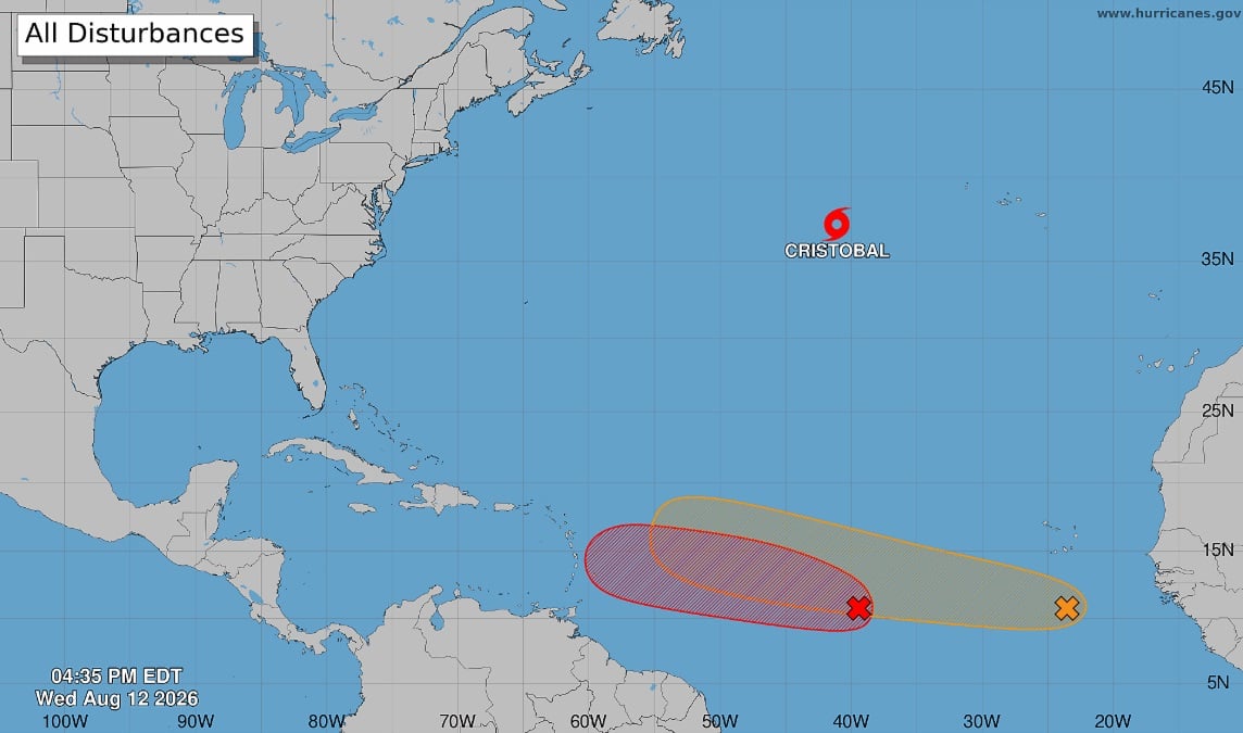 La tormenta tropical Cristobal en el Atlántico.