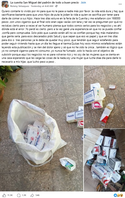 Denuncia hecha en redes sociales.