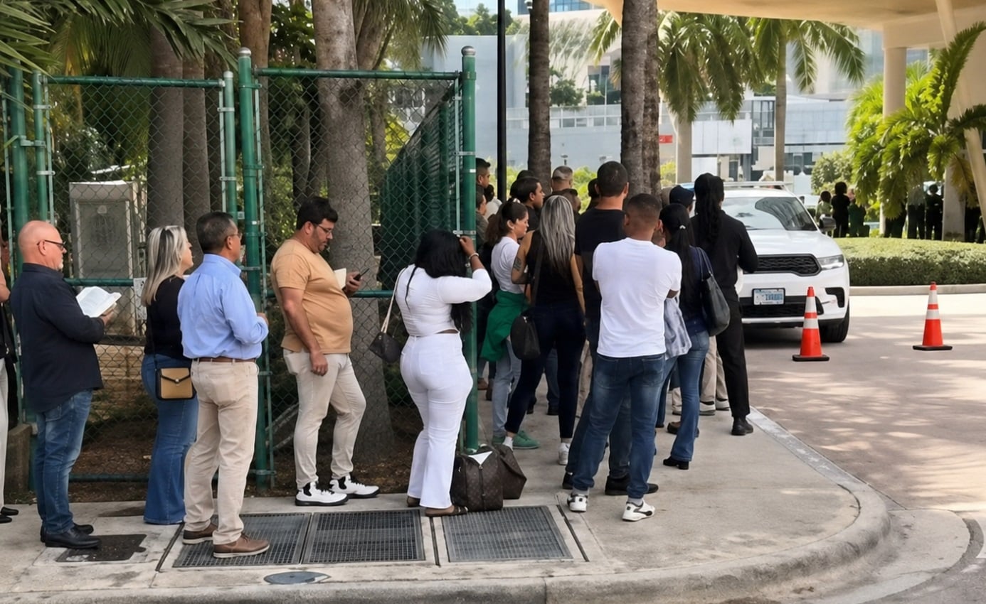 Largas filas en el Tribunal de Inmigración de Miami.