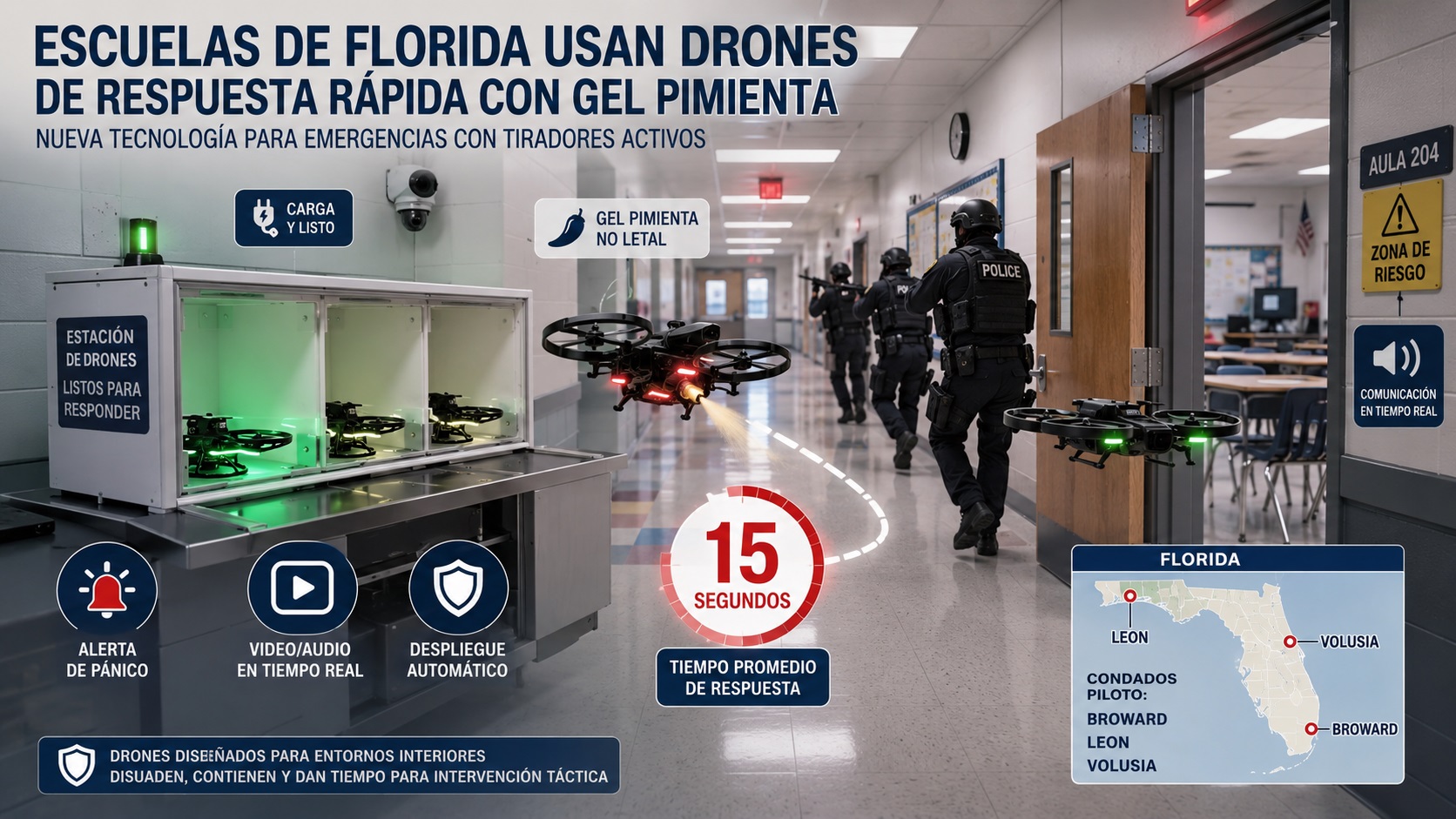 Infografía de los drones utilizados en Florida.