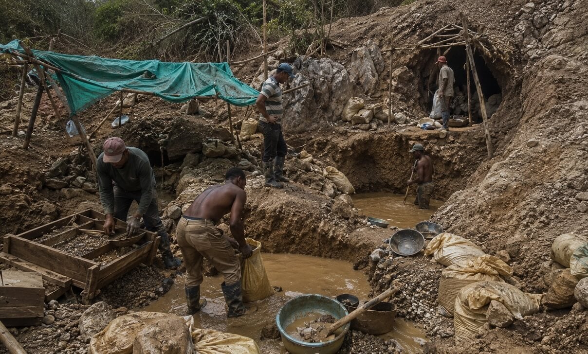 Imagen ilustrativa que representa la minería ilegal de oro en Cuba.