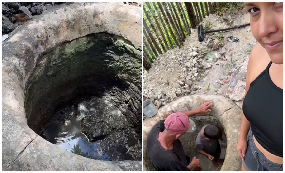 Imagenes del pozo restaurado en Cuba.