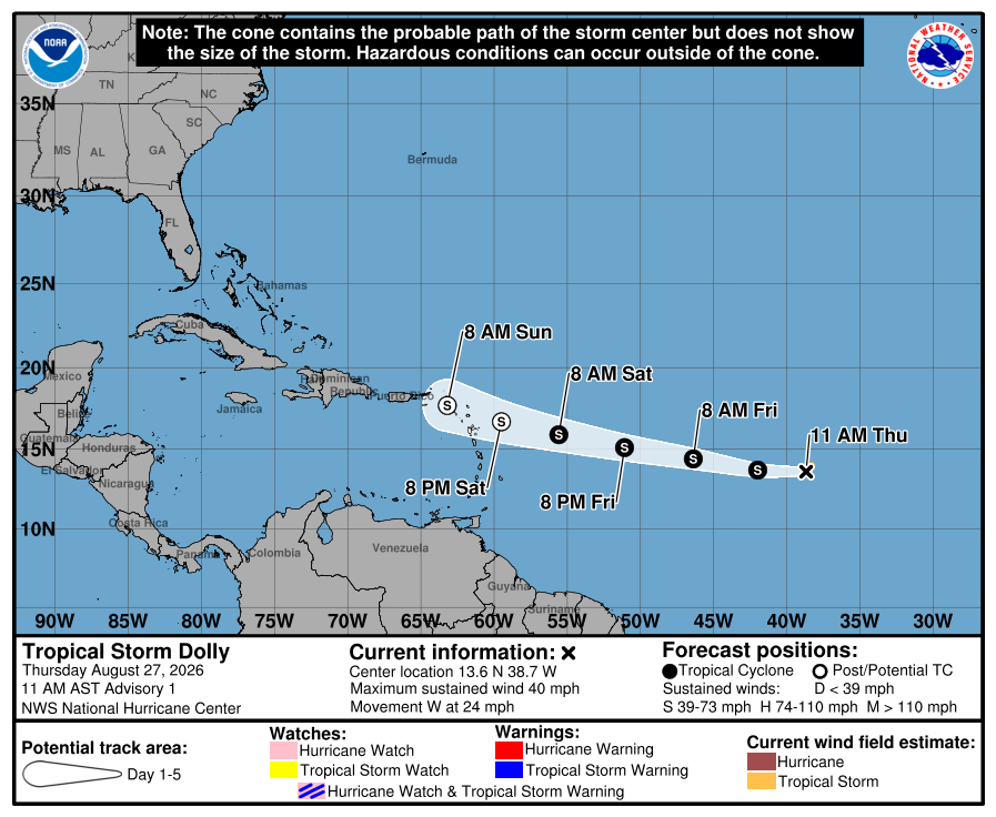 Se forma la tormenta tropical Dolly con dirección al Caribe Afectará a Cuba